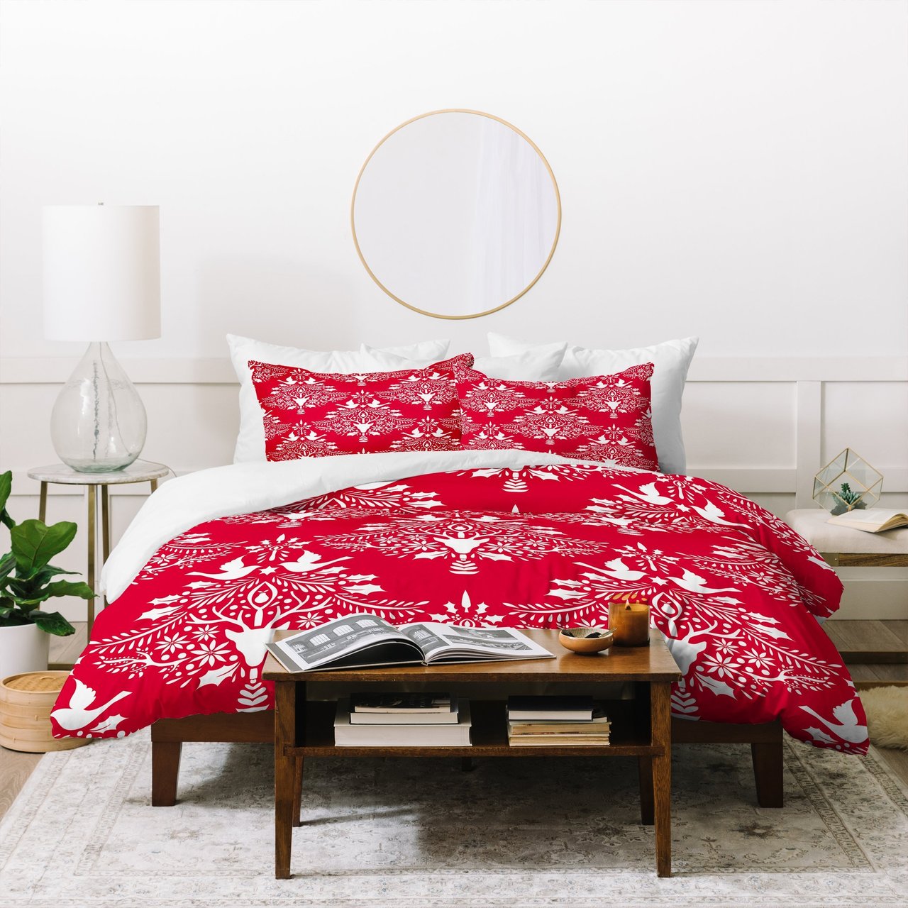 Jacqueline Maldonado Christmas Paper Cutting Red Duvet Cover