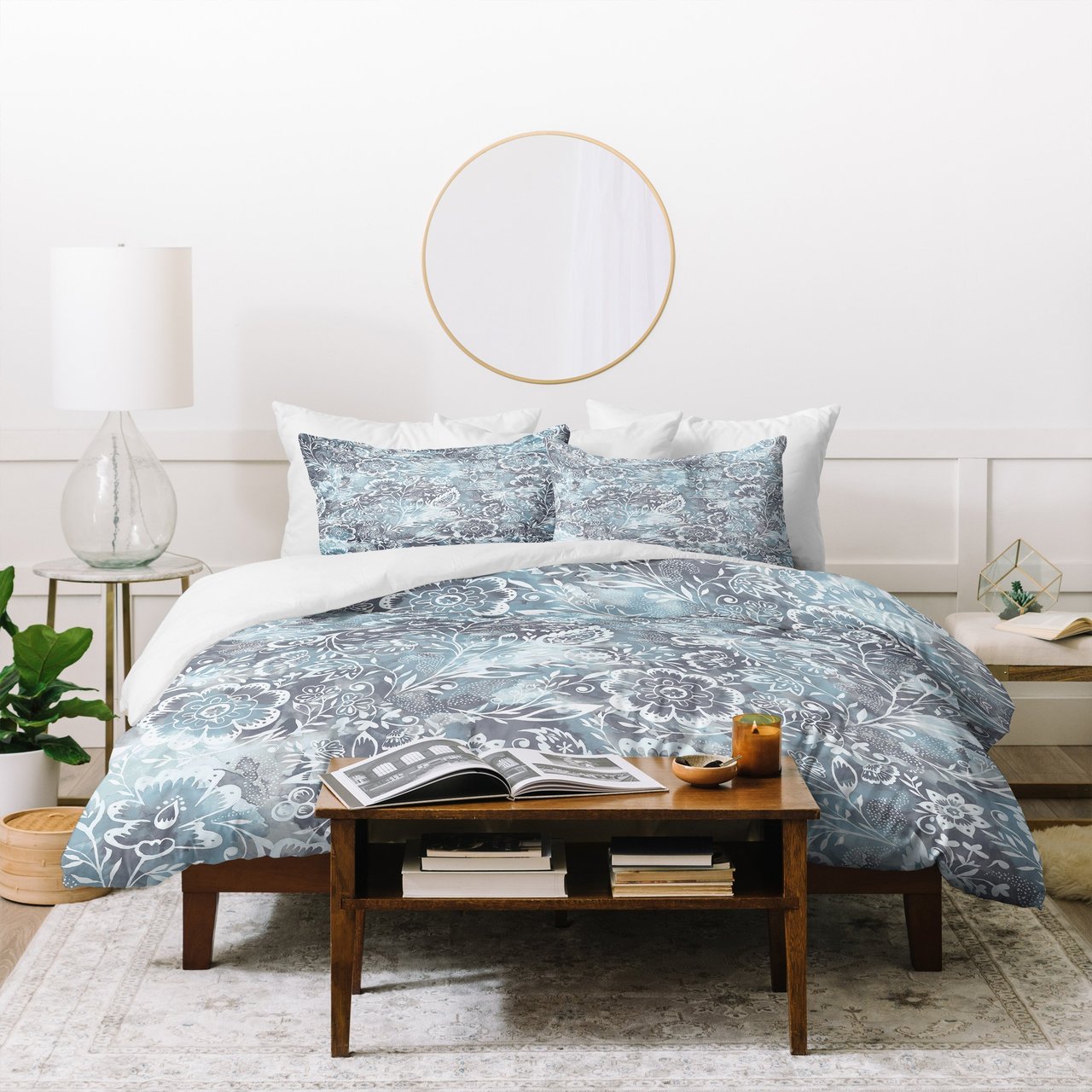 Jacqueline Maldonado Folk Floral Grey Duvet Cover