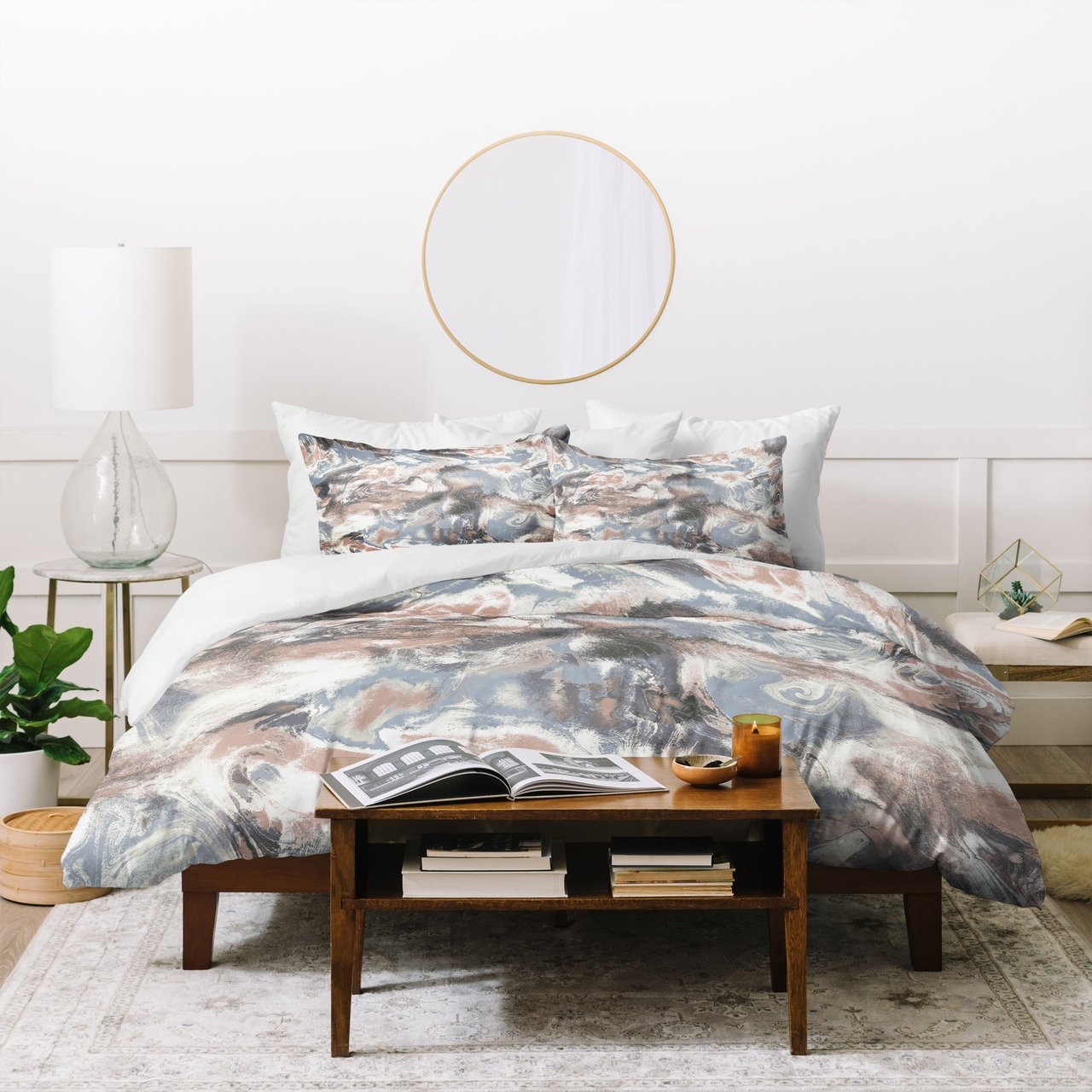 Jacqueline Maldonado Marble Mist Terra Cotta Blue Duvet Cover Bedding Sets