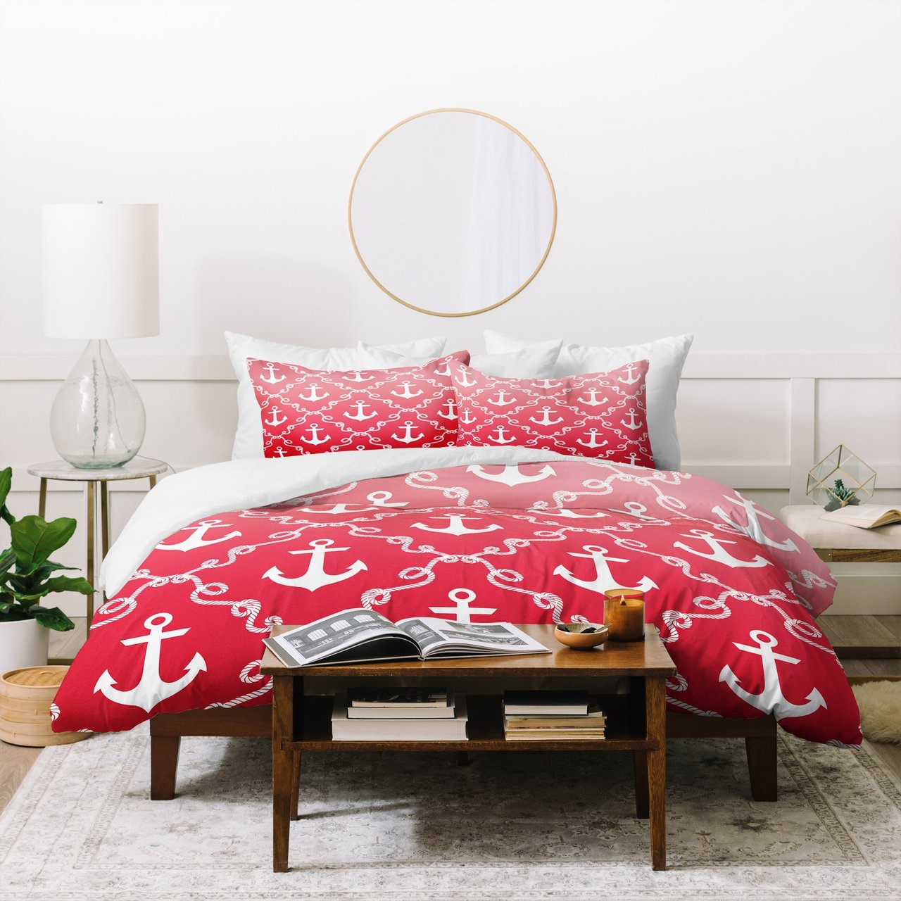 Jacqueline Maldonado Nautical Knots Ombre Red Duvet Cover Bedding Sets
