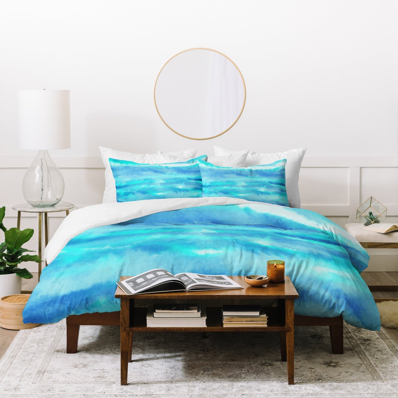 Jacqueline Maldonado Ombre Waves Blue Green Duvet Cover