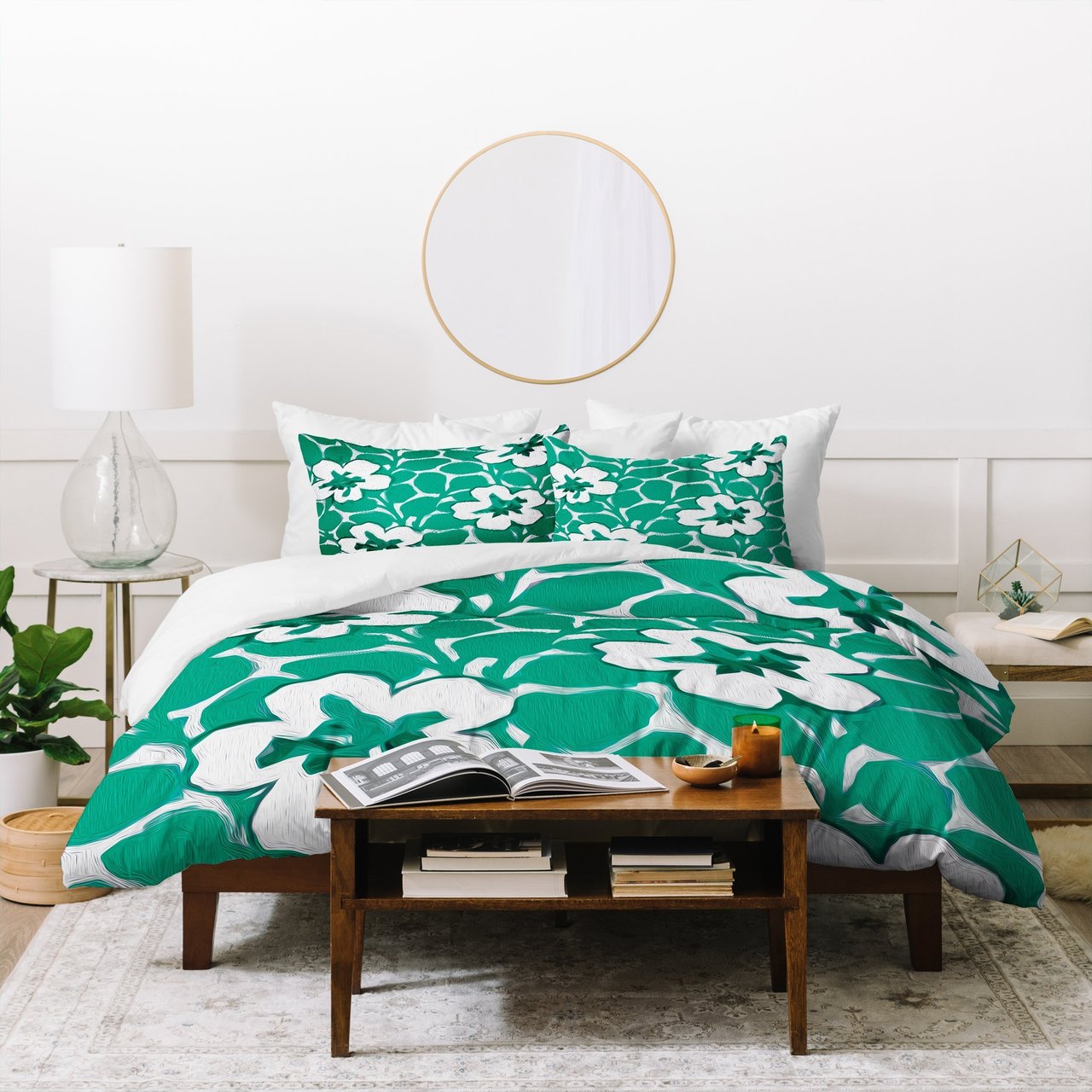 Jacqueline Maldonado Painted Floral Emerald Duvet Cover