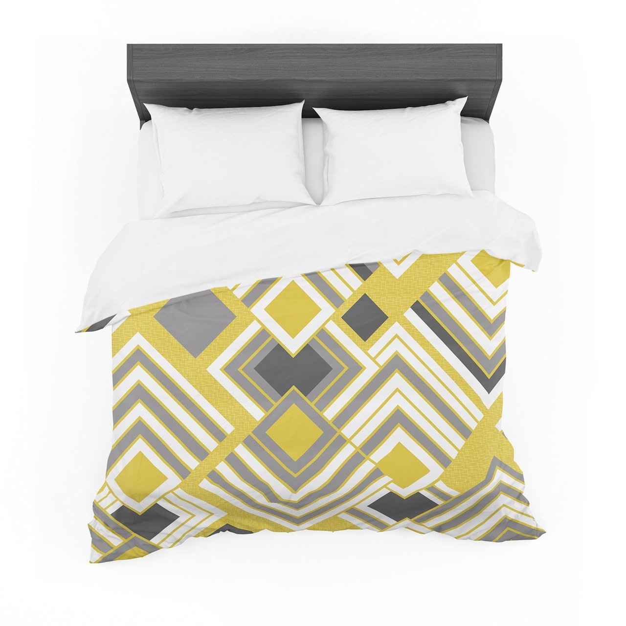Jacqueline Milton ‘Luca Gold’ Yellow Gray Cotton3D Customized Duvet Cover Bedding Sets