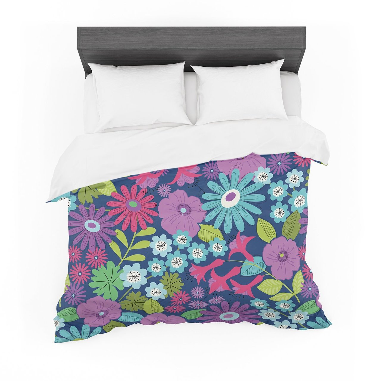Jacqueline Milton ‘Lula Aqua’ Purple Blue Featherweight3D Customized Duvet Cover Bedding Sets