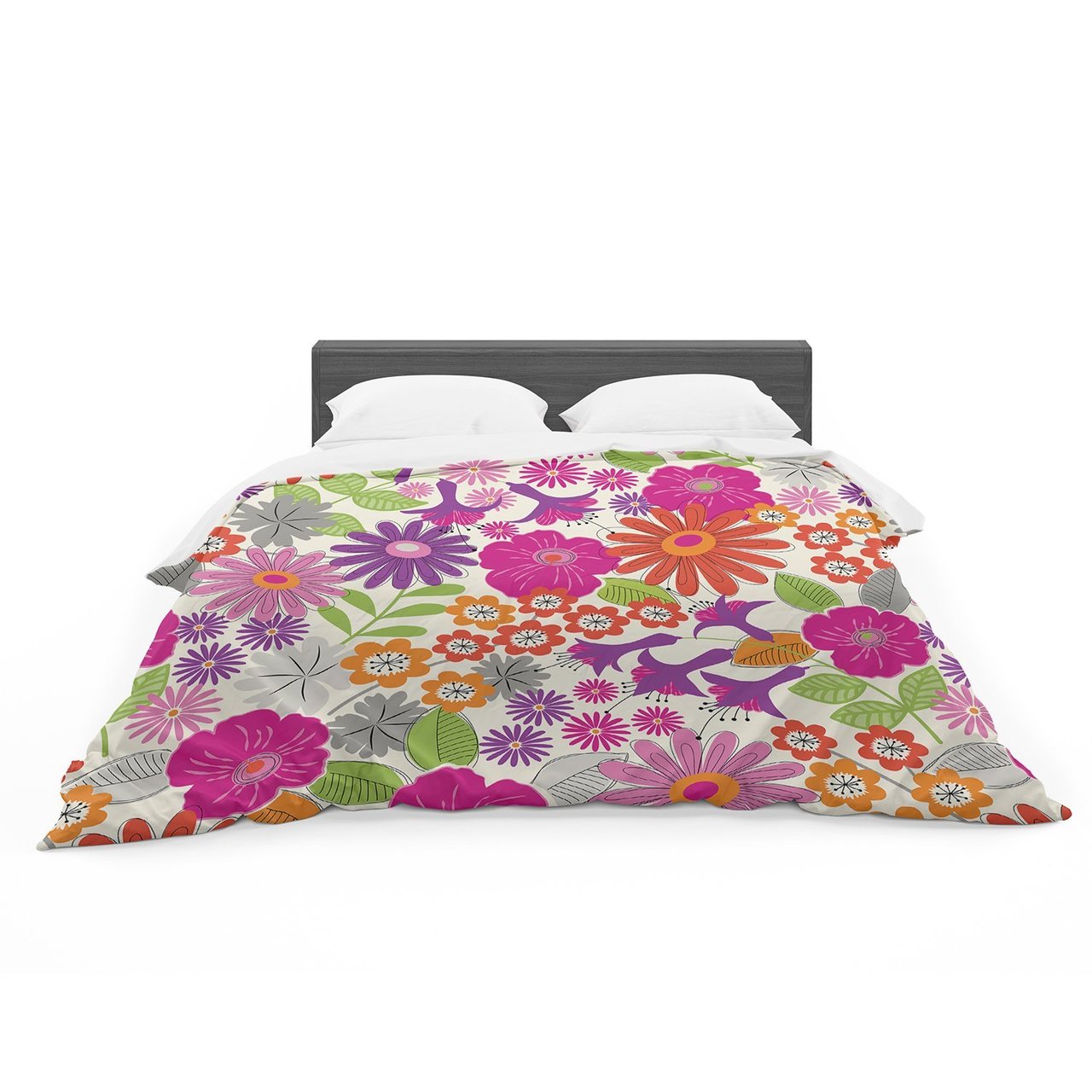 Jacqueline Milton ‘Lula Tropical’ Pink White Featherweight3D Customized Duvet Cover Bedding Sets