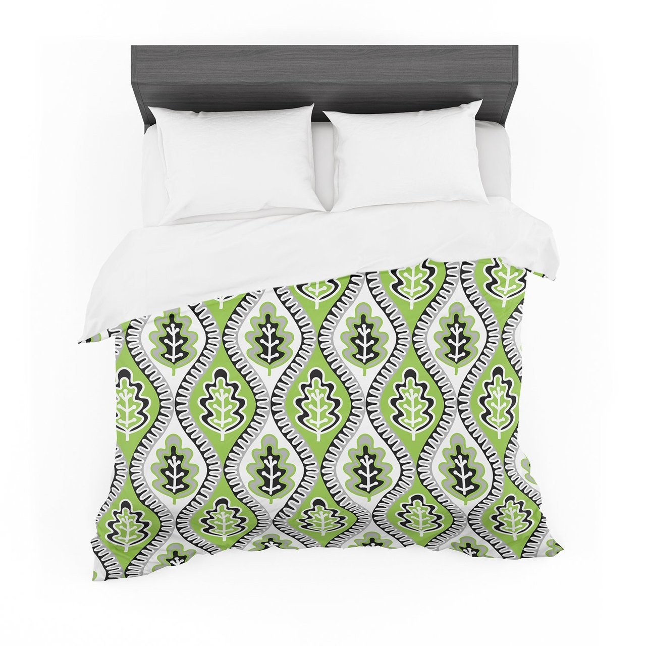Jacqueline Milton ‘Oak Leaf Lime’ Green Floral Cotton3D Customized Duvet Cover Bedding Sets