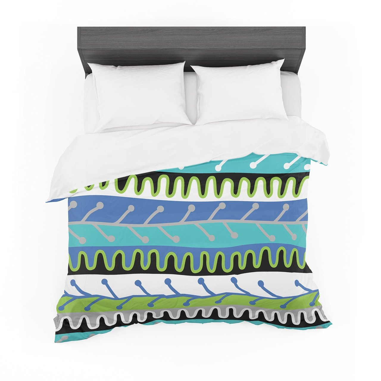 Jacqueline Milton ‘Salsa Blue’ Aqua Green Cotton3D Customized Duvet Cover Bedding Sets
