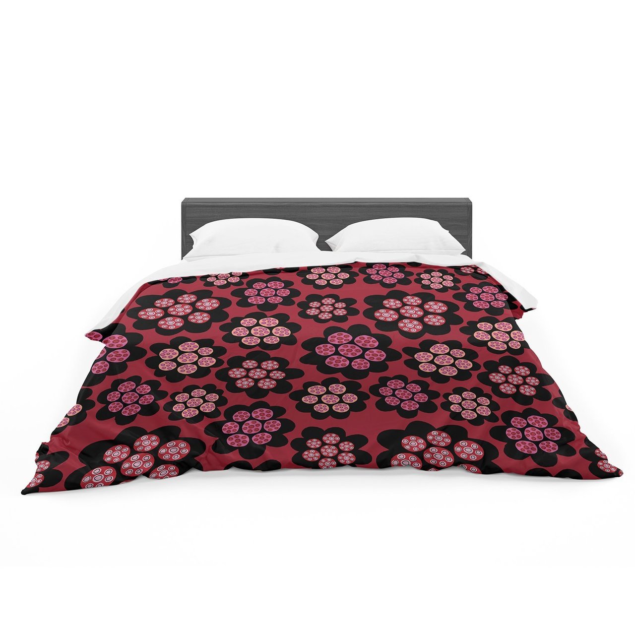 Janemith ‘Garden Pods Repeat’ Pink Floral Cotton3D Customized Duvet Cover Bedding Sets