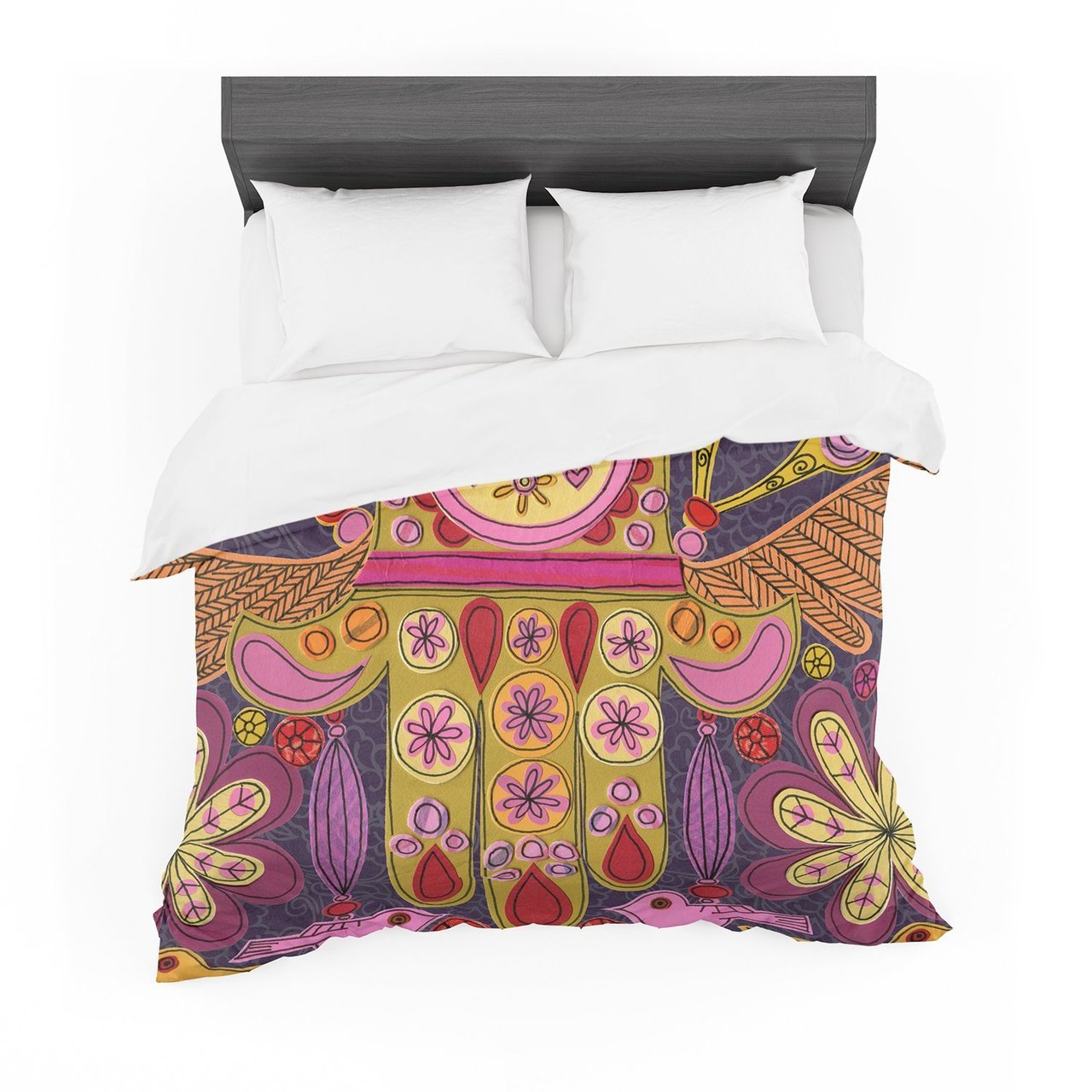 Janemith ‘Indian Jewelry’ Purple Yellow Cotton3D Customized Duvet Cover Bedding Sets