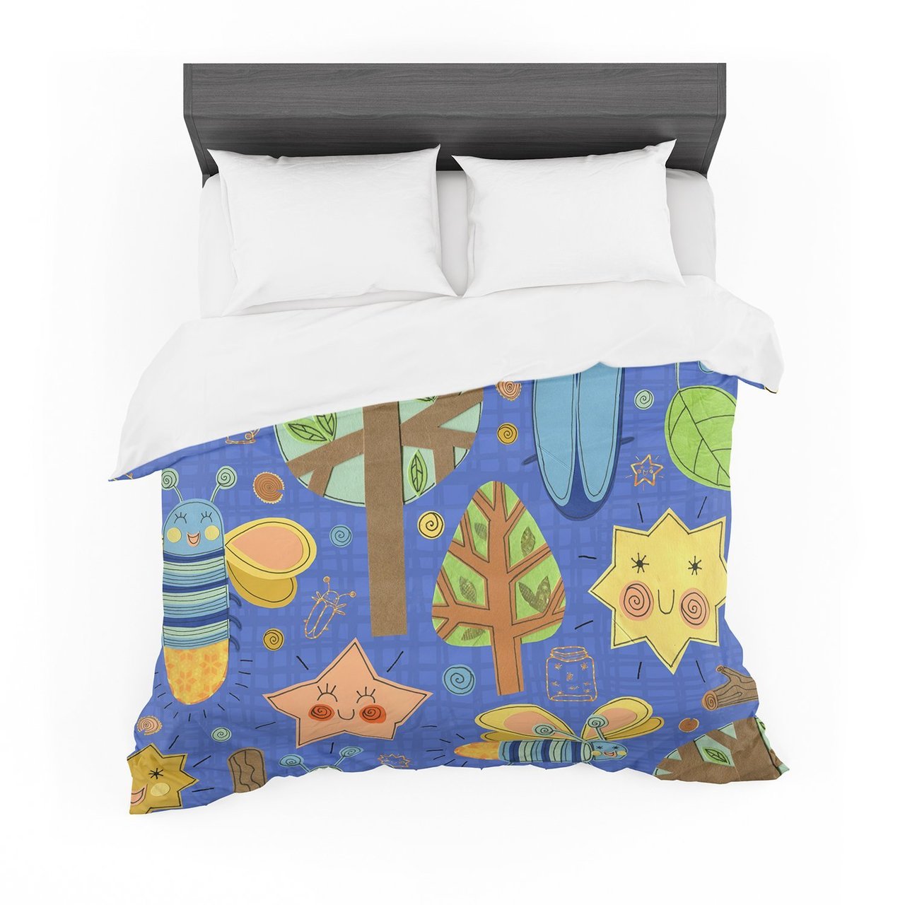 Janemith ‘Lightning Bug’ Blue Teal Cotton3D Customized Duvet Cover Bedding Sets