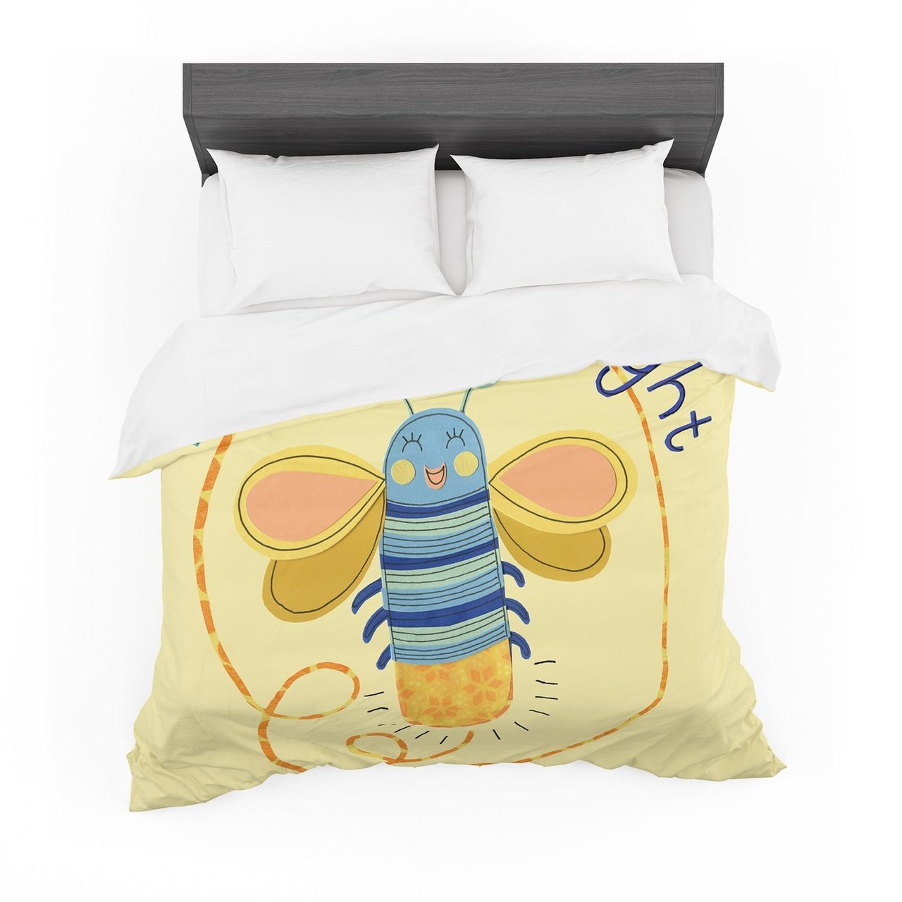 Janemith ‘Little Night Bug’ Yellow Blue Cotton3D Customized Duvet Cover Bedding Sets