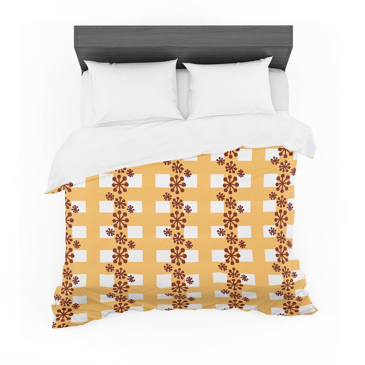 Janemith ‘Mushroom Repeat’ Brown Yellow Cotton3D Customized Duvet Cover Bedding Sets