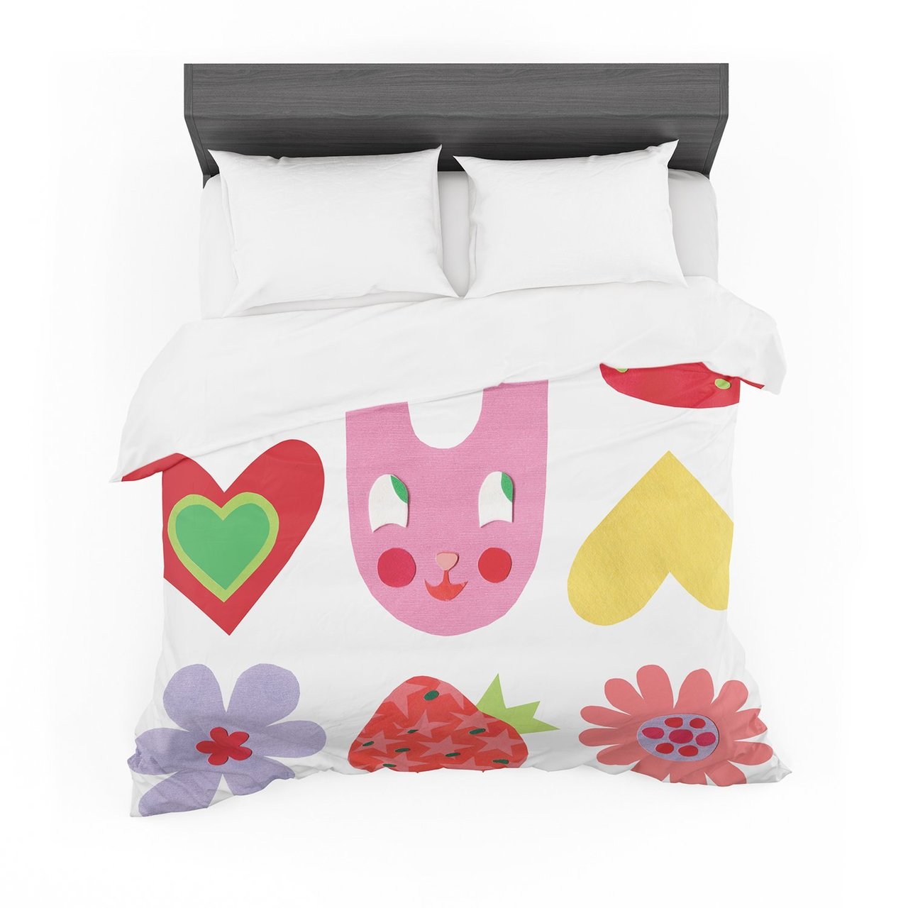 Janemith ‘Summer Repeat’ White Red Cotton3D Customized Duvet Cover Bedding Sets