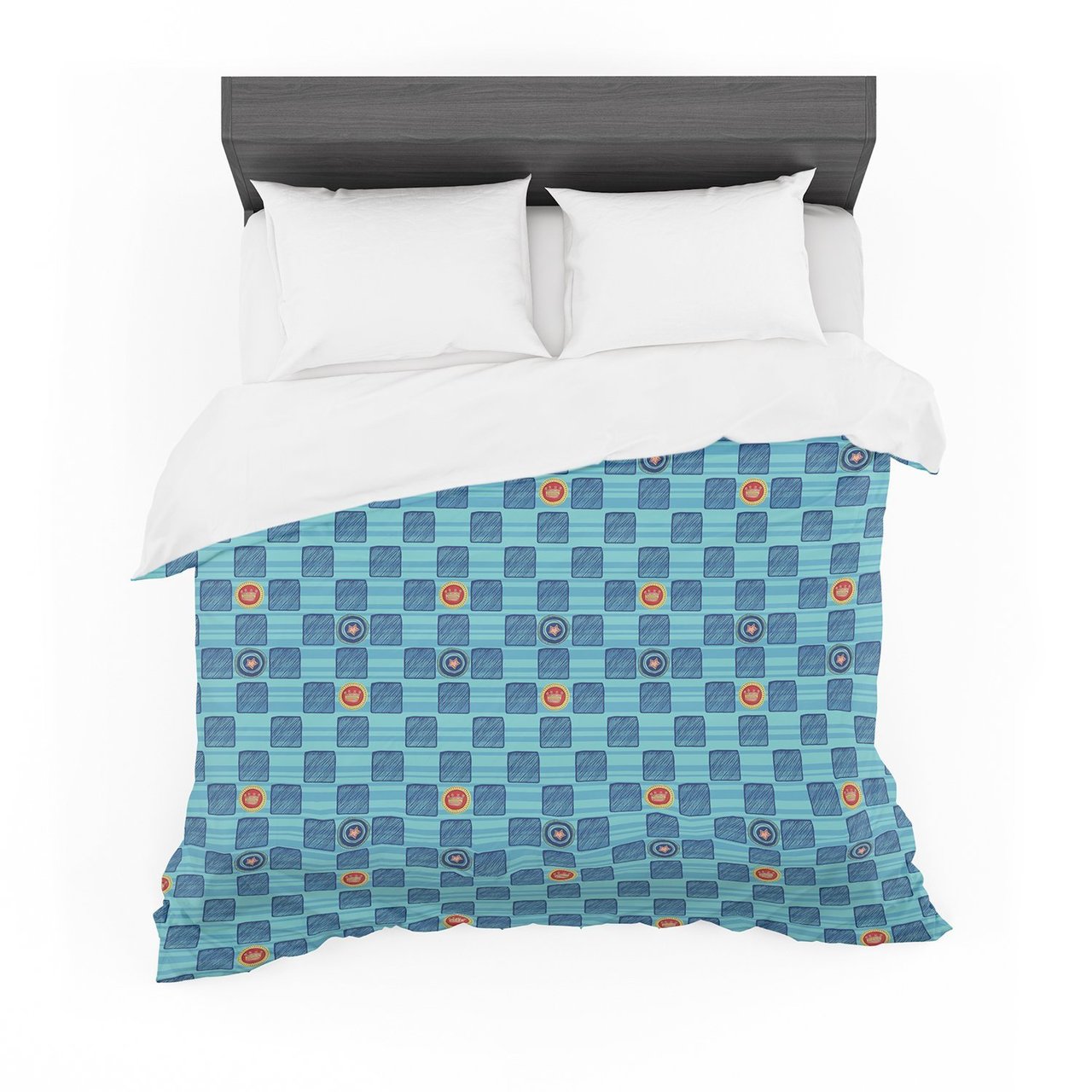 Janemith ‘Vintage Checkerboard’ Blue Navy Cotton3D Customized Duvet Cover Bedding Sets