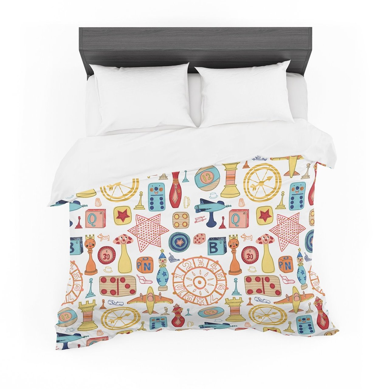 Janemith ‘Vintage Games’ Orange Yellow Cotton3D Customized Duvet Cover Bedding Sets