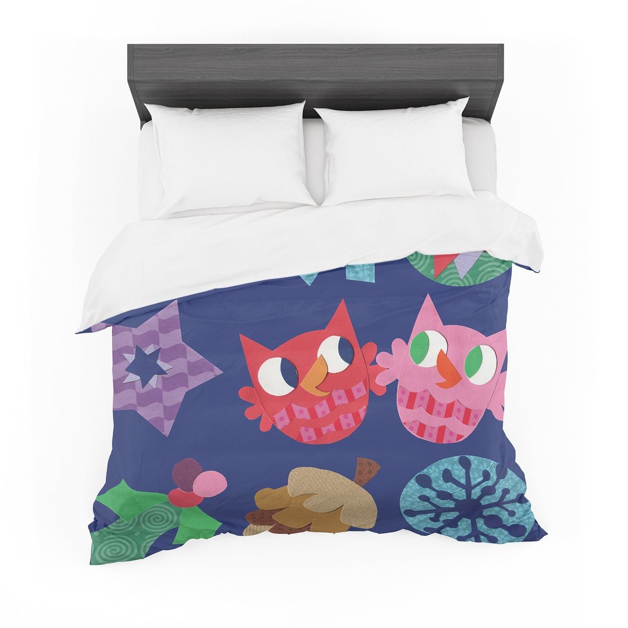 Janemith ‘Winter Repeat’ Blue Navy Cotton3D Customized Duvet Cover Bedding Sets