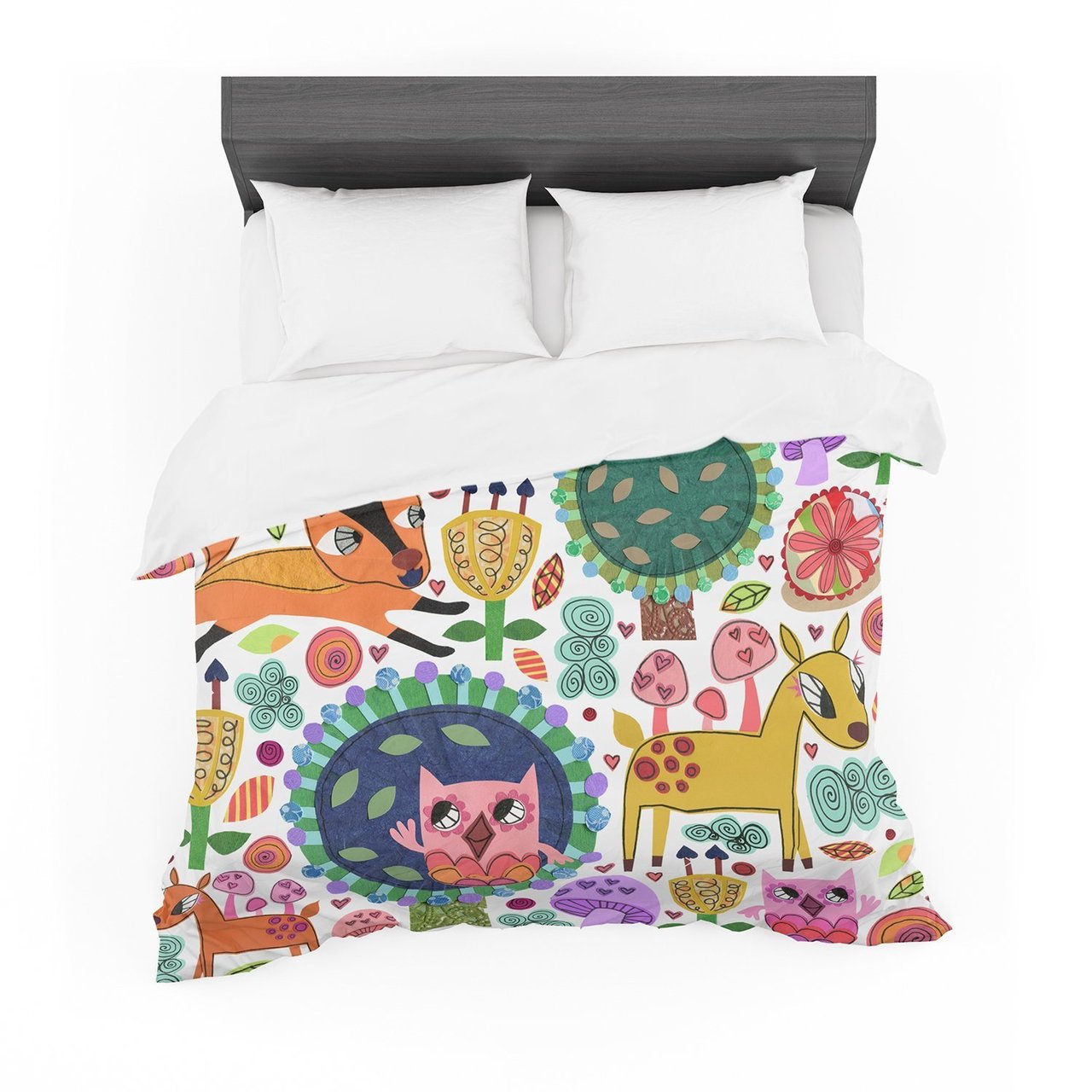 Janemith ‘Woodland Critters’ Colorful Cartoon Cotton3D Customized Duvet Cover Bedding Sets