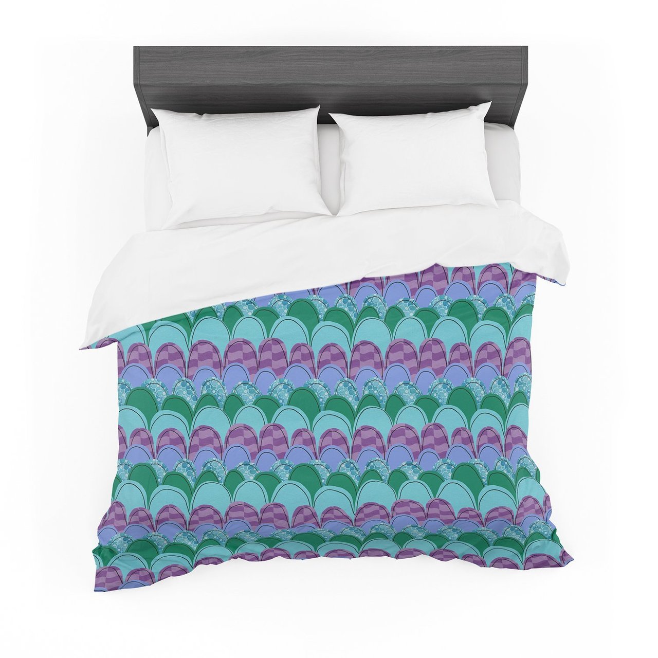 Janemith ‘Woodland Waves’ Teal Purple Cotton3D Customized Duvet Cover Bedding Sets