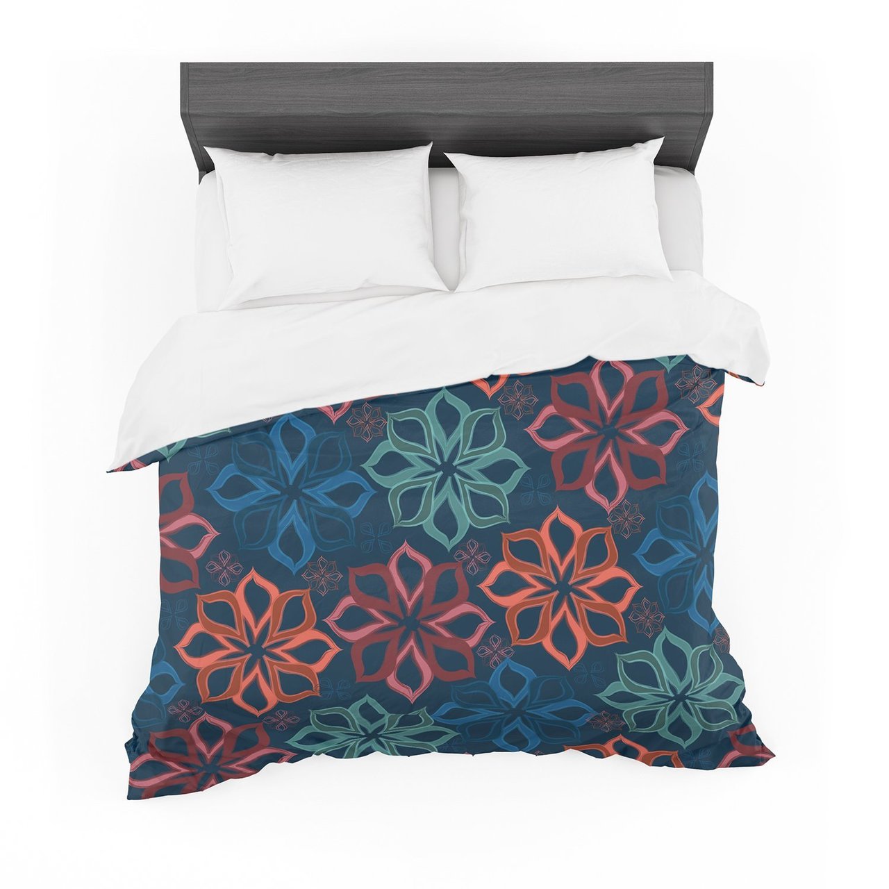 Jolene Heckman ‘Floral Charm’ Blue Flowers Cotton3D Customized Duvet Cover Bedding Sets