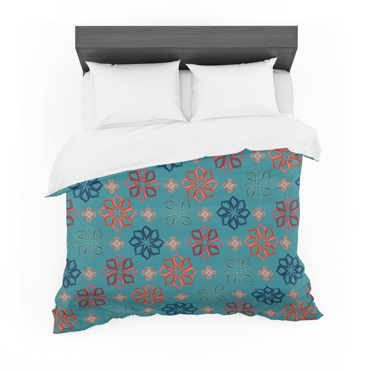 Jolene Heckman ‘Turquoise Mini’ Teal Flowers Cotton3D Customized Duvet Cover Bedding Sets
