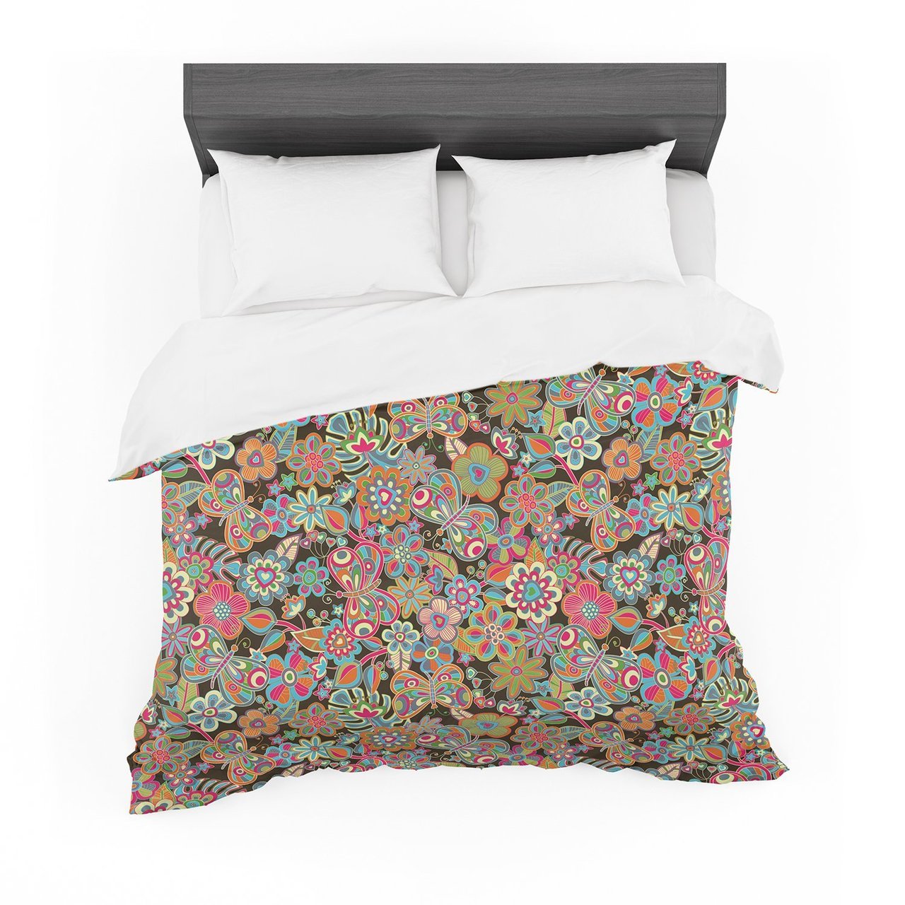 Julia Grifol ‘My Butterflies & Flowers in Brown’ Rainbow Floral Featherweight3D Customized Duvet Cover Bedding Sets
