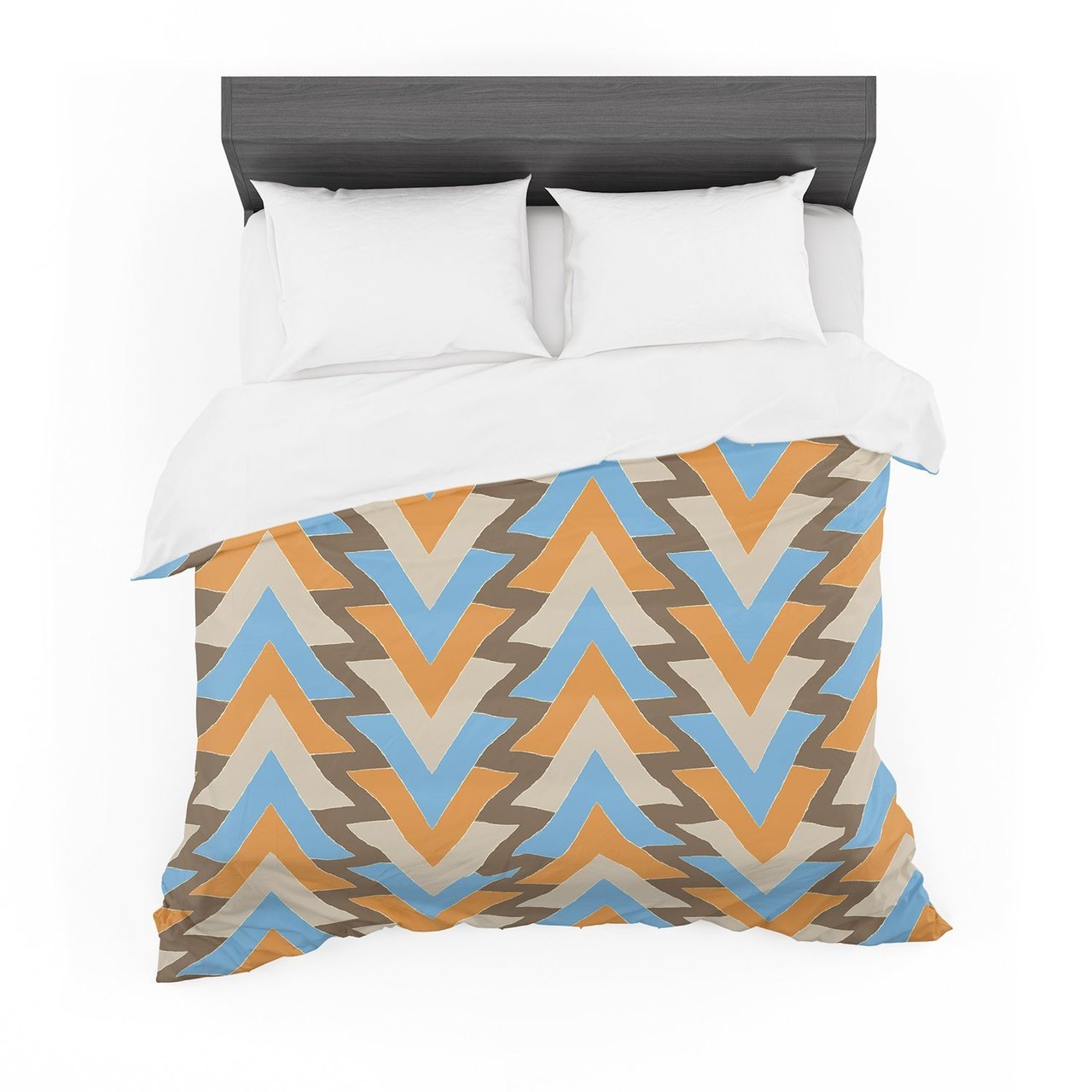 Julia Grifol ‘My Triangles in Blue’ Aqua Orange Featherweight3D Customized Duvet Cover Bedding Sets