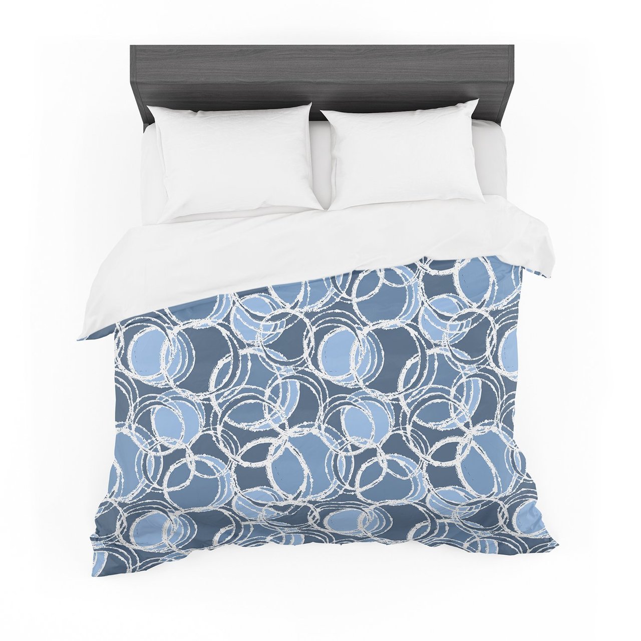 Julia Grifol ‘Simple Circles in Blue’ Cotton3D Customized Duvet Cover Bedding Sets