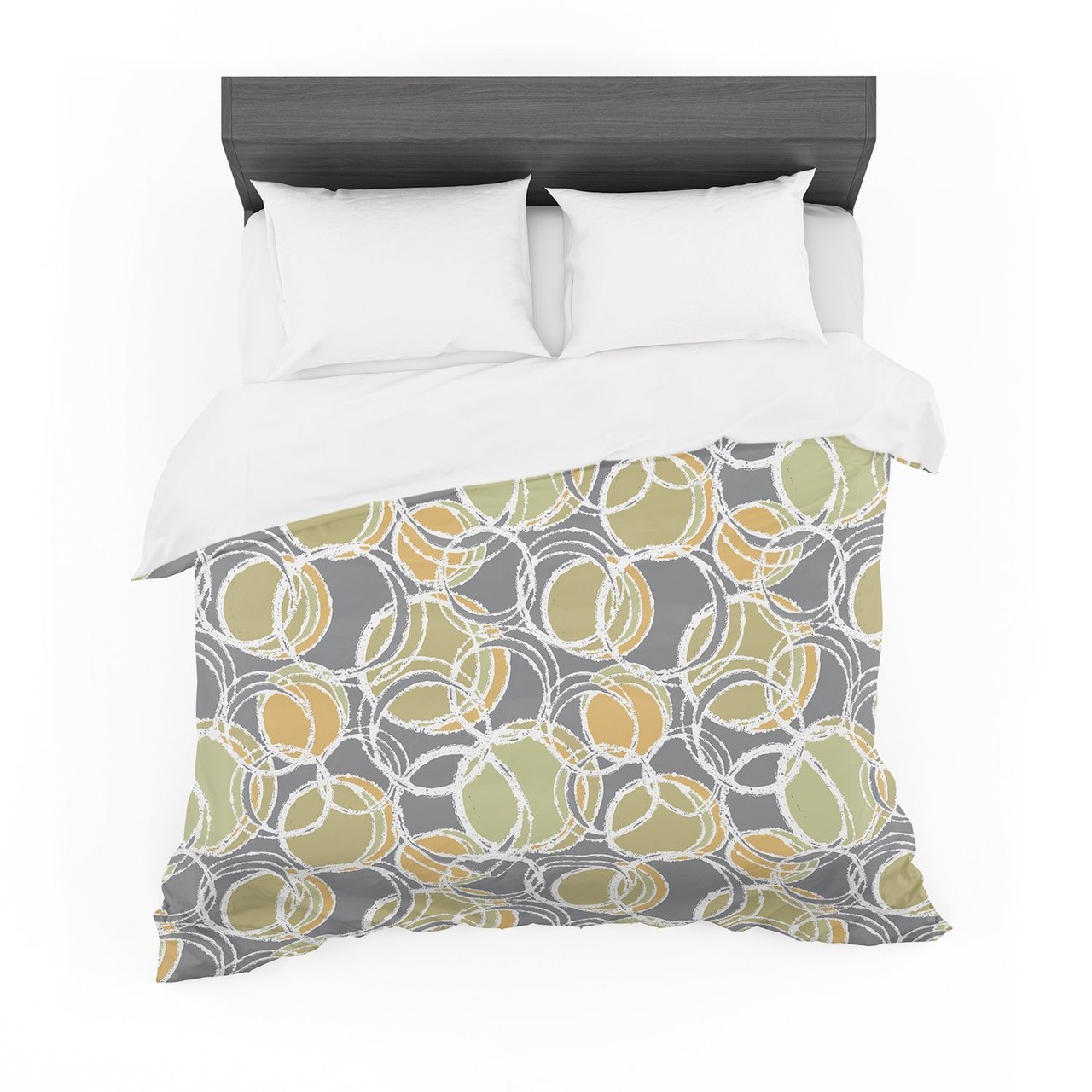 Julia Grifol ‘Simple Circles in Grey’ Cotton3D Customized Duvet Cover Bedding Sets