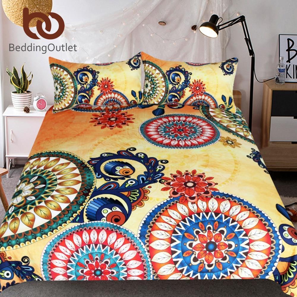 Kaleidoscope Queen Bohemian Ethnic Indian Bedclothes Mandala Flowers et 3D Customized Duvet Cover Bedding Sets