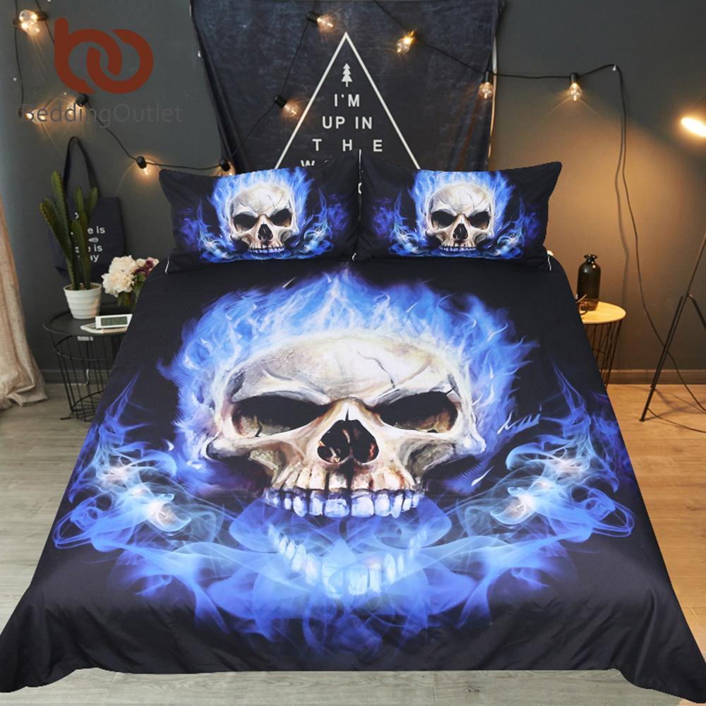 King 3D Outlet Flamekull Cover 3D Customized Duvet Cover Bedding Sets
