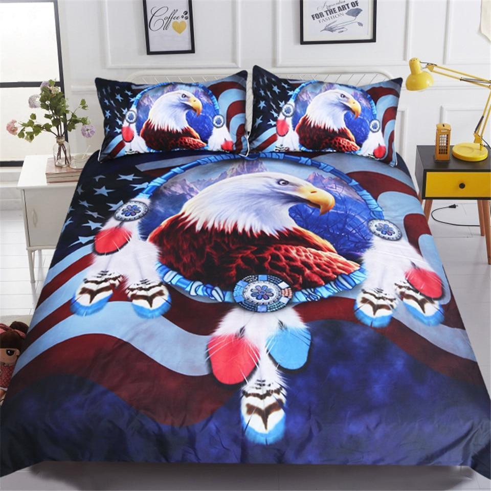 King Eagle American Flag ART HOP 3D Customized Duvet Cover Bedding Sets