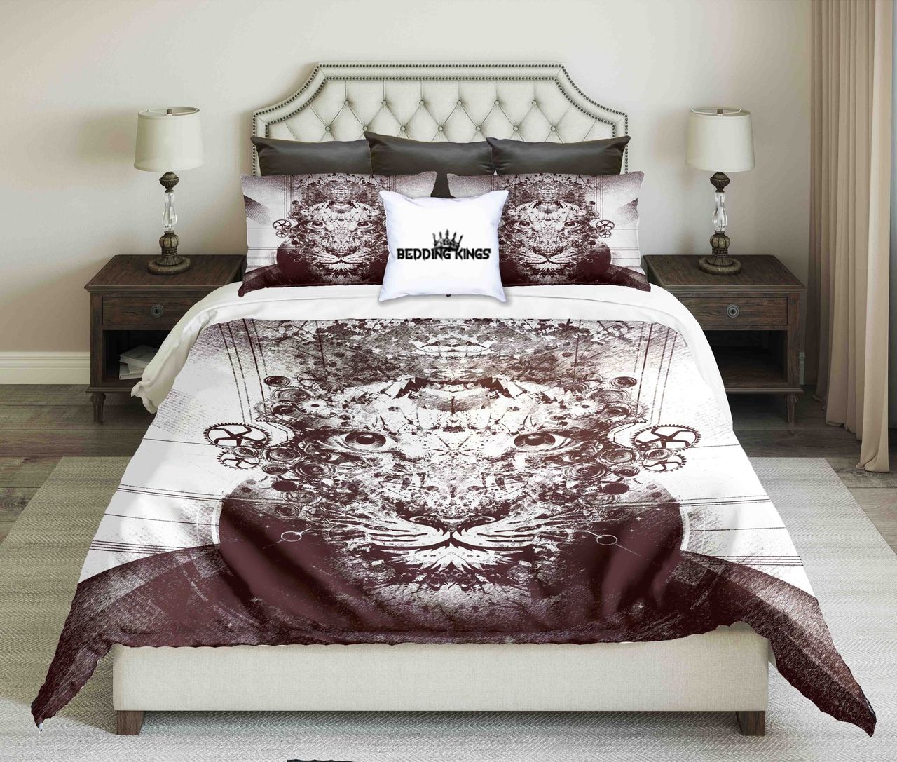 King Lion Abstract Contour Design | kings3D Customized Duvet Cover Bedding Sets