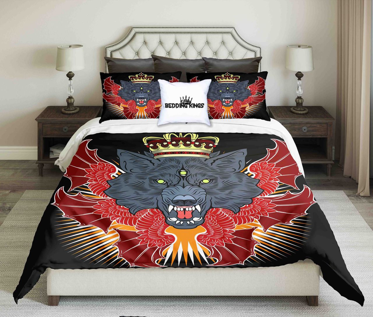 King Mystic Werewolf Red And Black Background Design | kings3D Customized Duvet Cover Bedding Sets