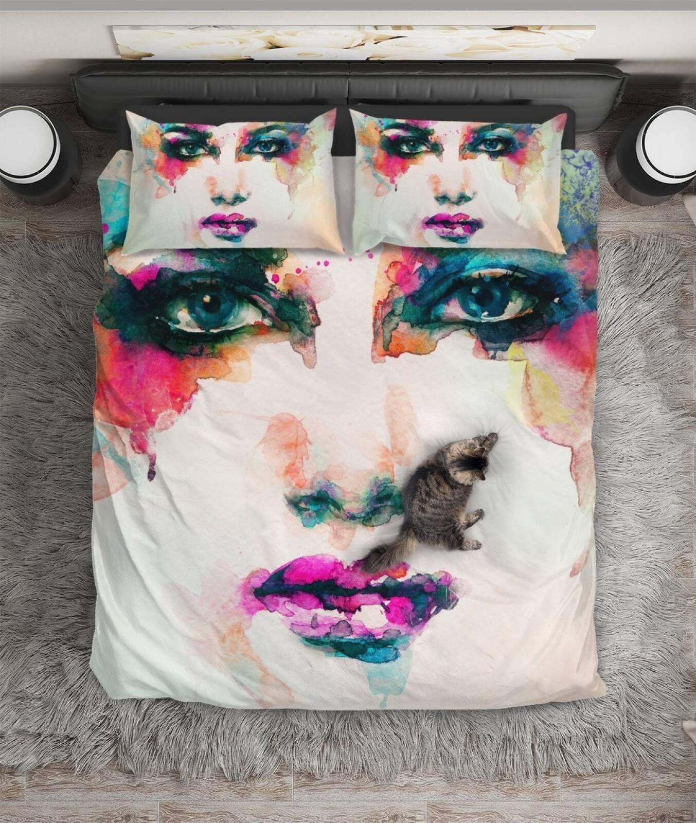 Lady Face Watercolor Print ART HOP 3D Customized Duvet Cover Bedding Sets