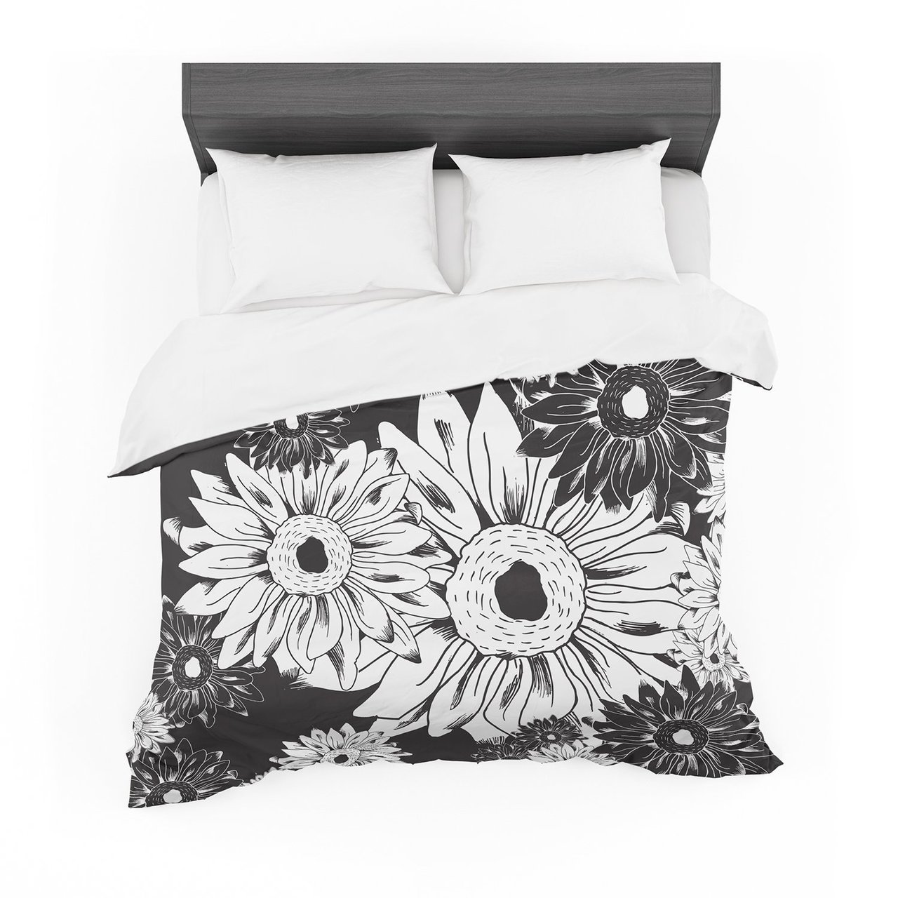 Laura Escalante ‘Midnight Florals’ Blackunflower Cotton3D Customized Duvet Cover Bedding Sets