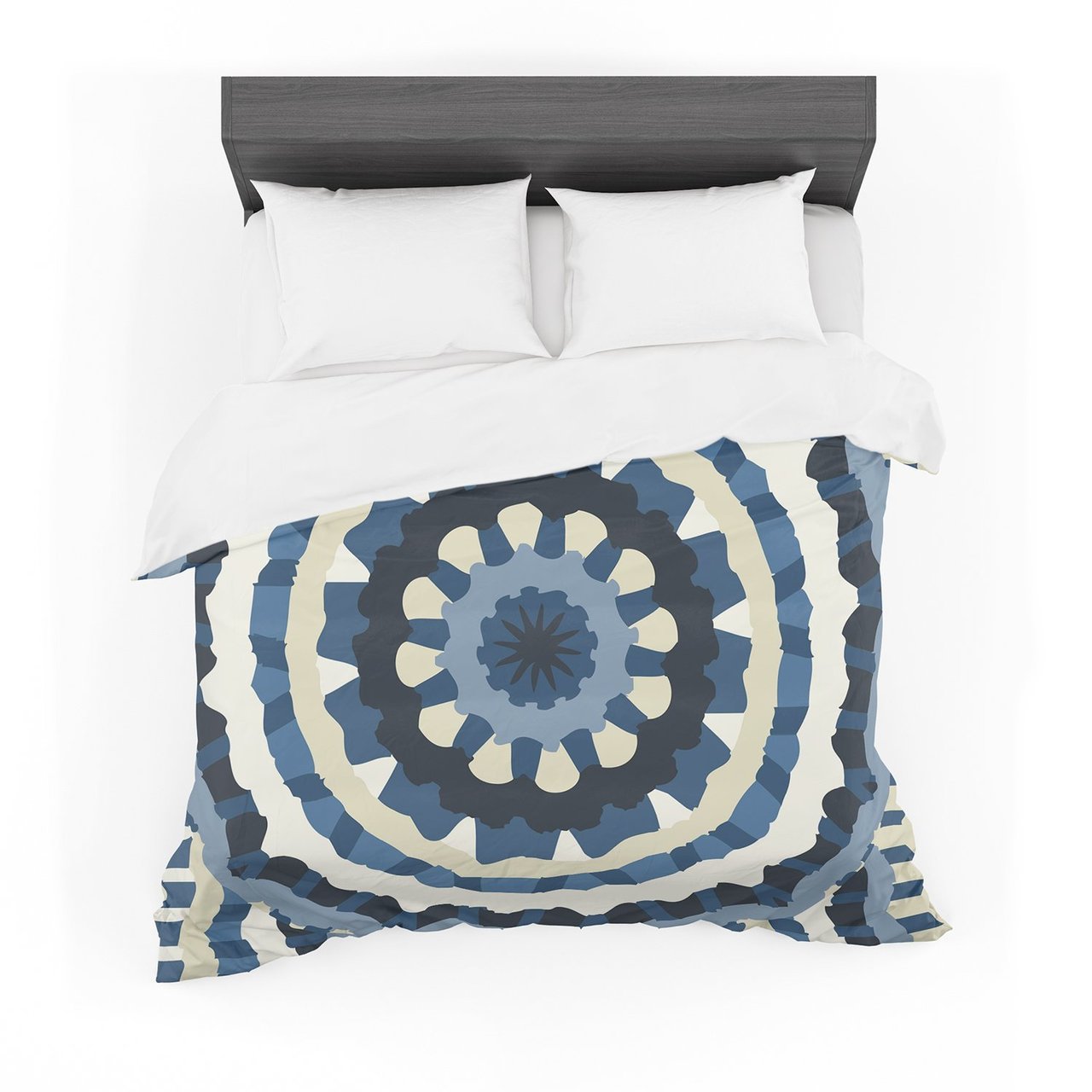Laura Nicholson ‘Ribbon Mandala’ Navy Tan Featherweight3D Customized Duvet Cover Bedding Sets