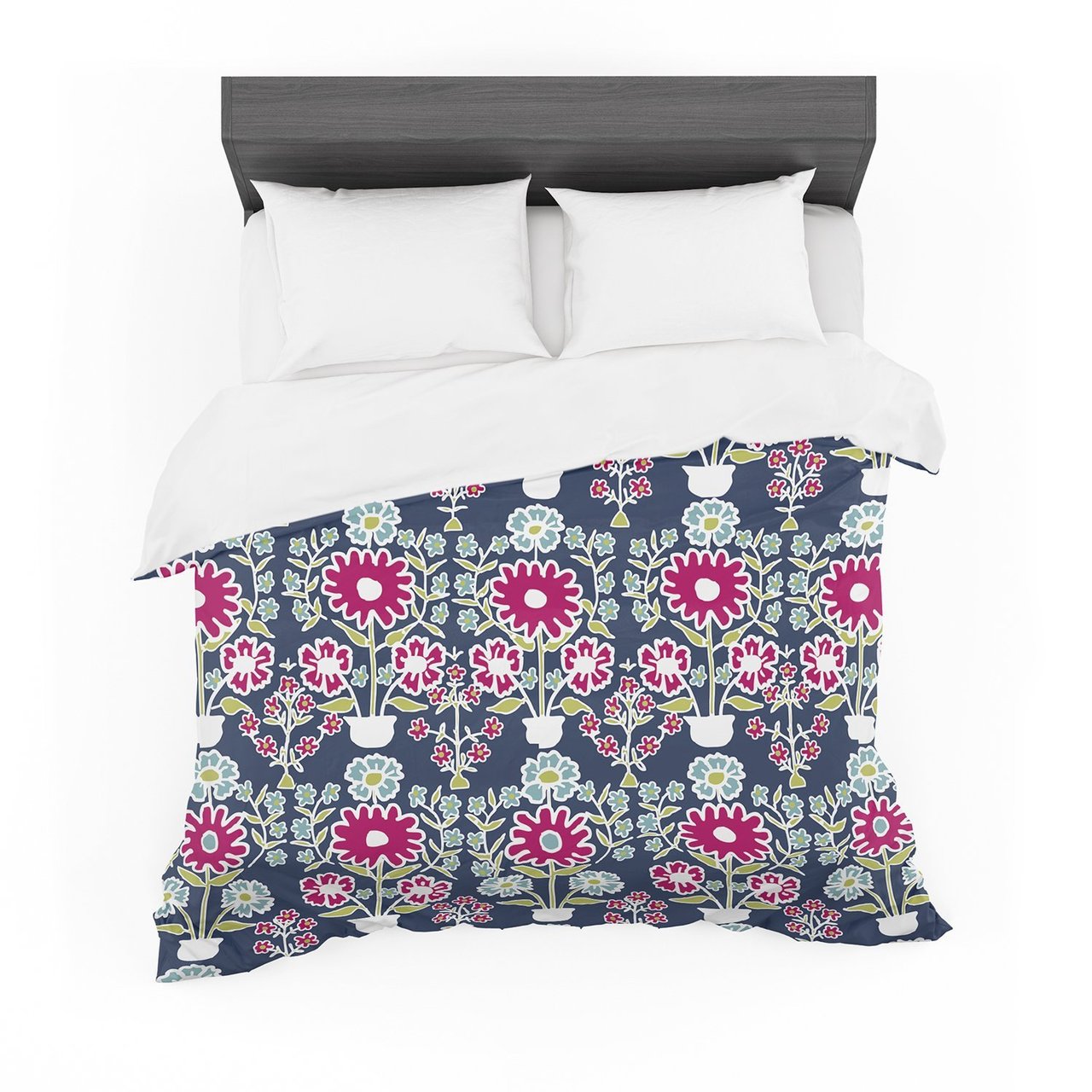Laura Nicholson ‘Turkish Vase’ Navy Magenta Featherweight3D Customized Duvet Cover Bedding Sets
