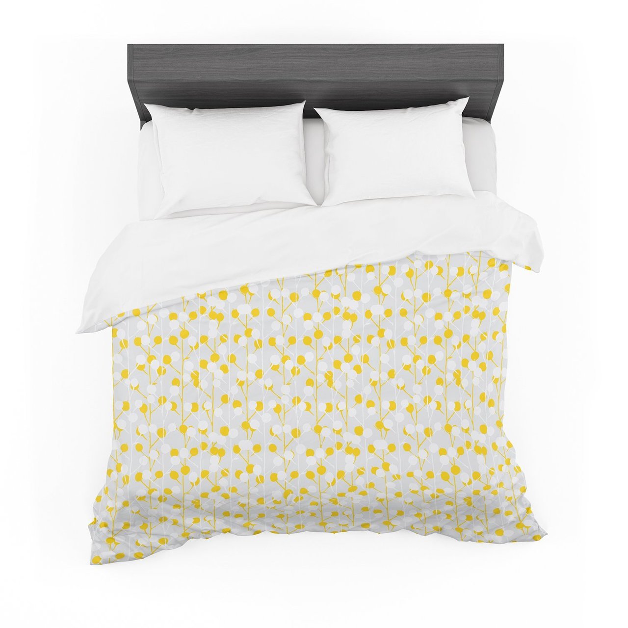 Lemon Drop Yellow Gray Cotton3D Customized Duvet Cover Bedding Sets