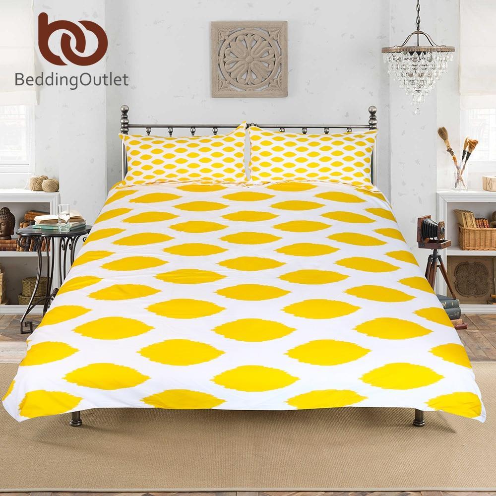 Lemon impletyle Yellow and White et Cozy Adults Bedclothes 3D Customized Duvet Cover Bedding Sets