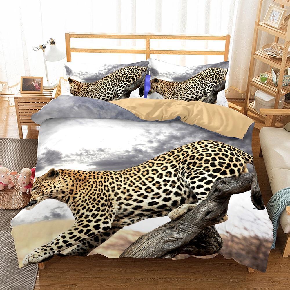 Leopard In Tree 3D Customized Duvet Cover Bedding Sets