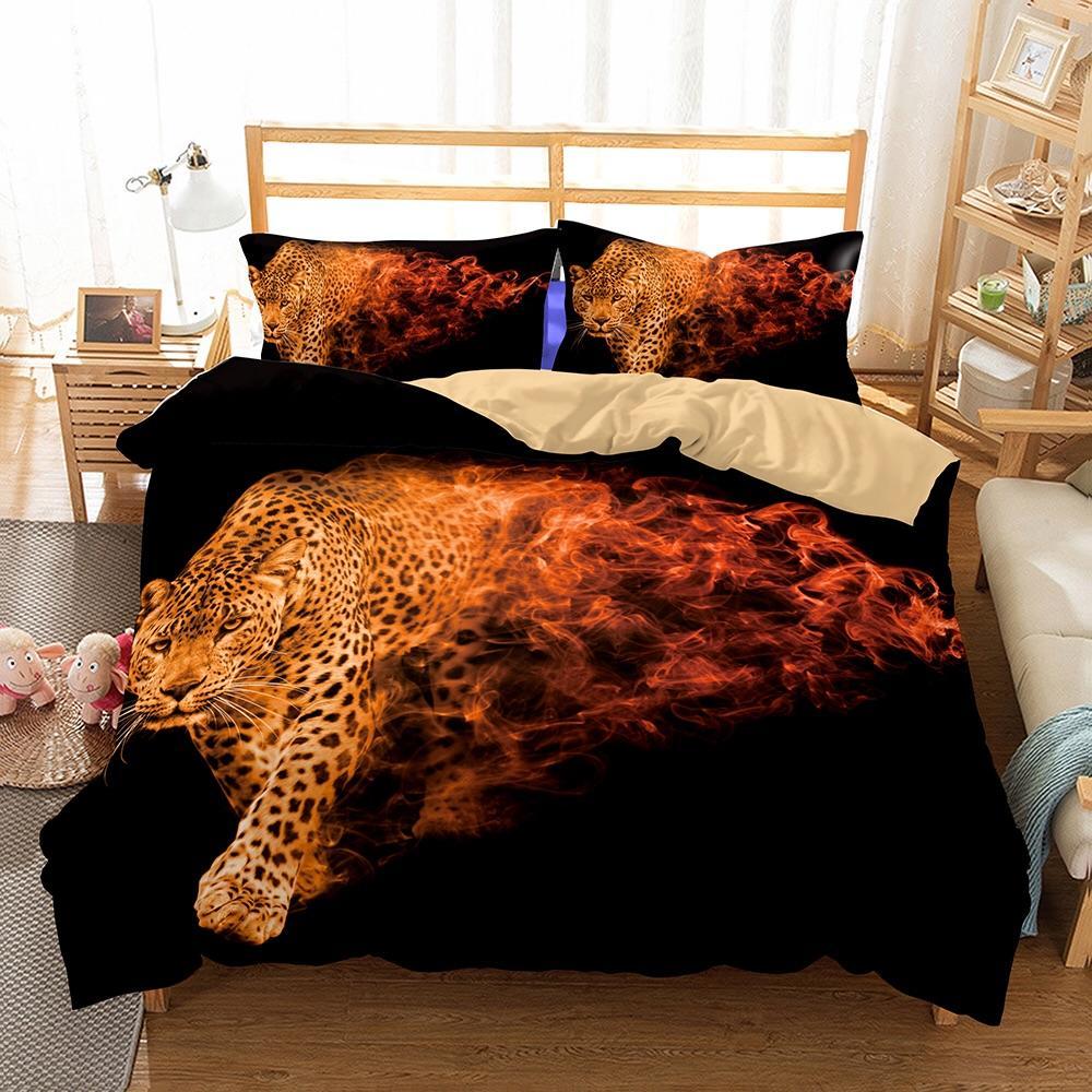 Leopard Out Of Themoke 3D Customized Duvet Cover Bedding Sets