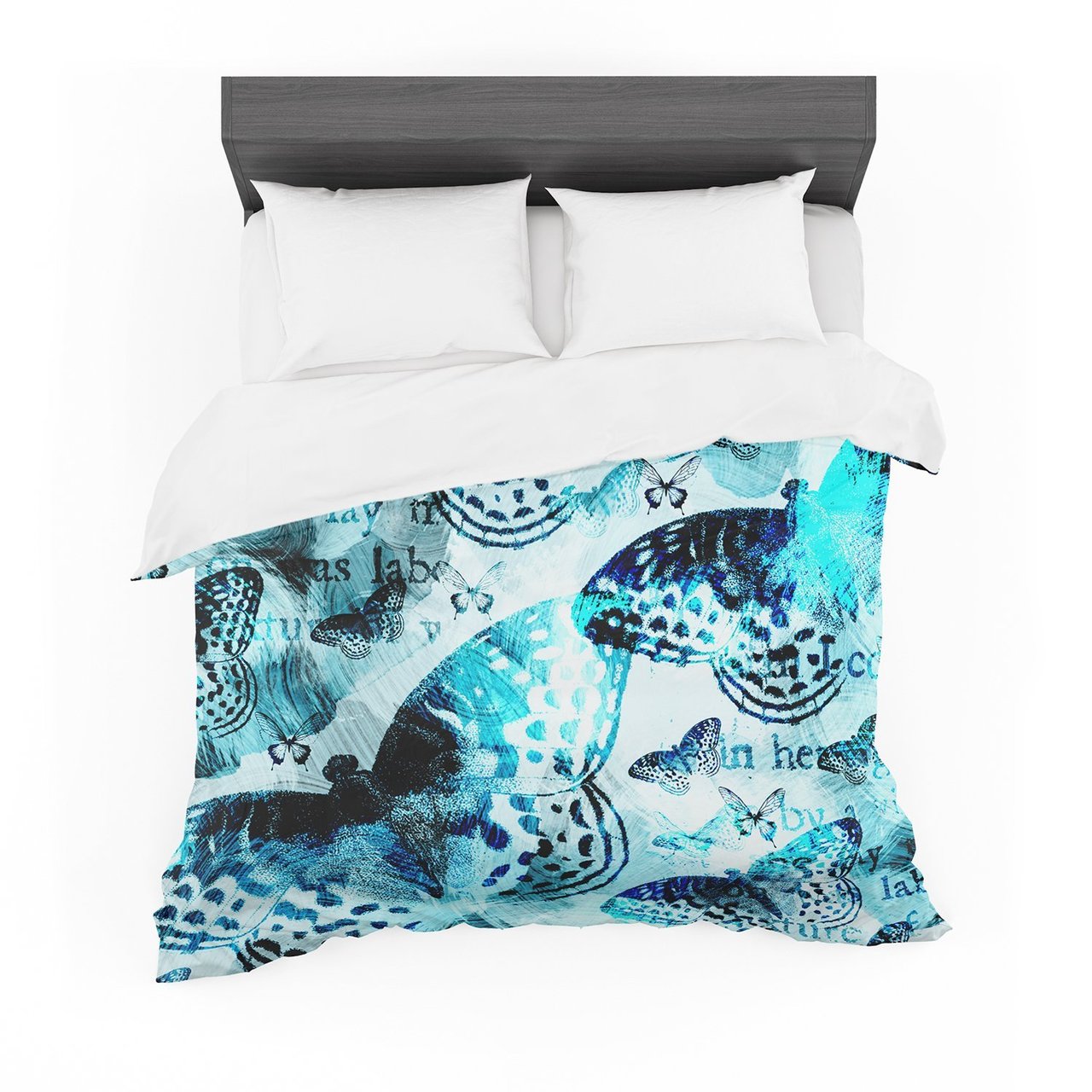 Li Zamperini ‘Blue Butterfly’ Black Abstract Featherweight3D Customized Duvet Cover Bedding Sets