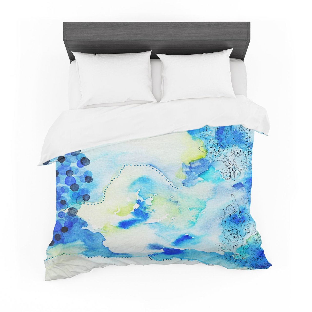 Li Zamperini ‘Deep Blueea’ Teal Watercolor Featherweight3D Customized Duvet Cover Bedding Sets