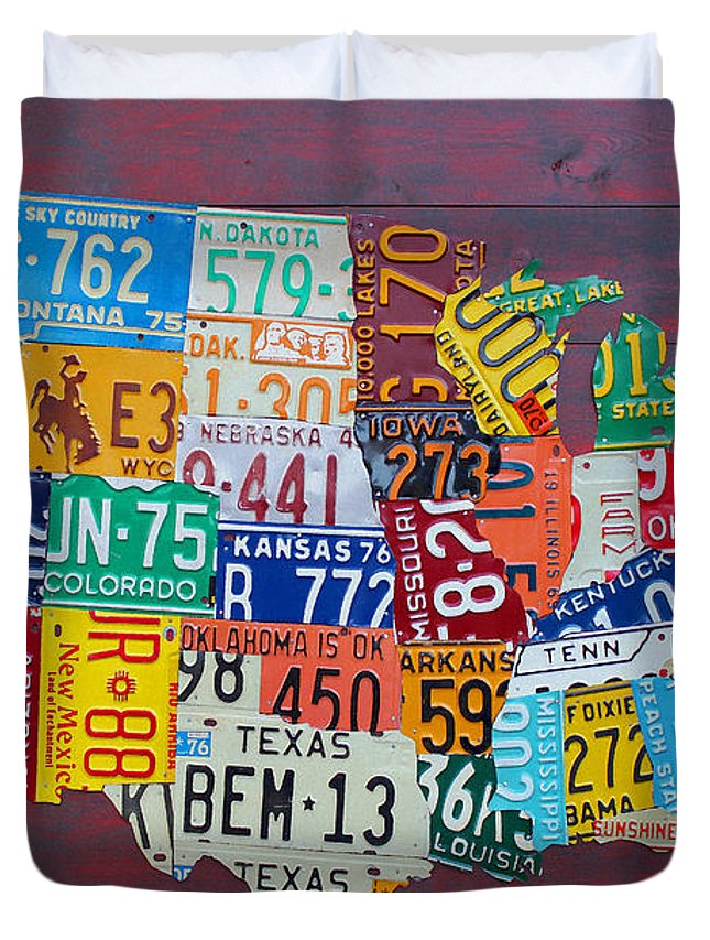 License Plate Map Of The United States 3D Customized Duvet Cover Bedding Sets
