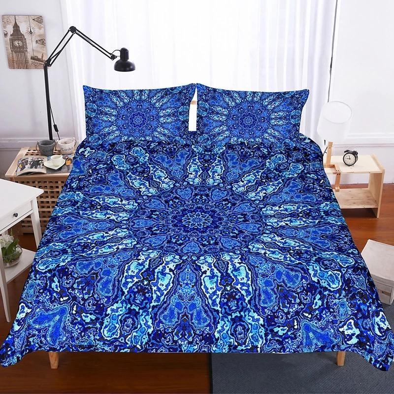 Light & Dark Blue Mandala 3D Customized Duvet Cover Bedding Sets