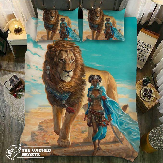 Lion And Girl3D Customized Duvet Cover Bedding Sets