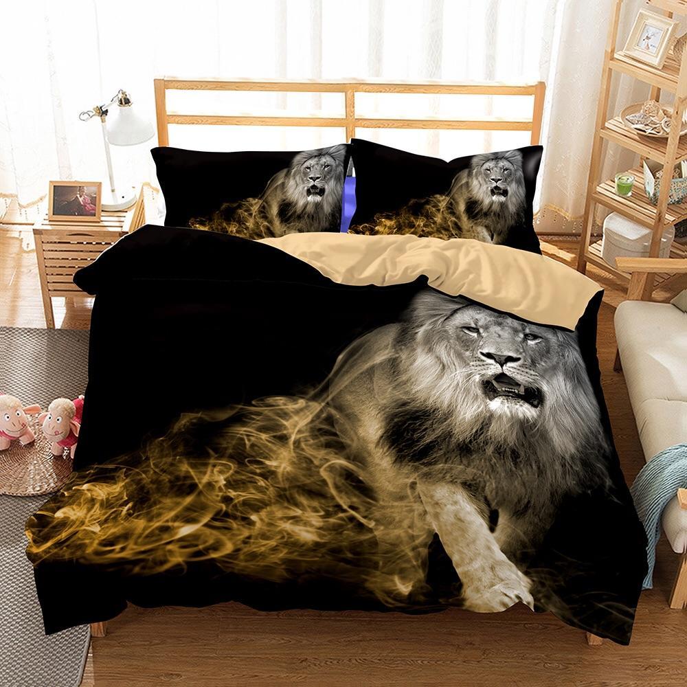 Lion Coming Out Of Themoke 3D Customized Duvet Cover Bedding Sets