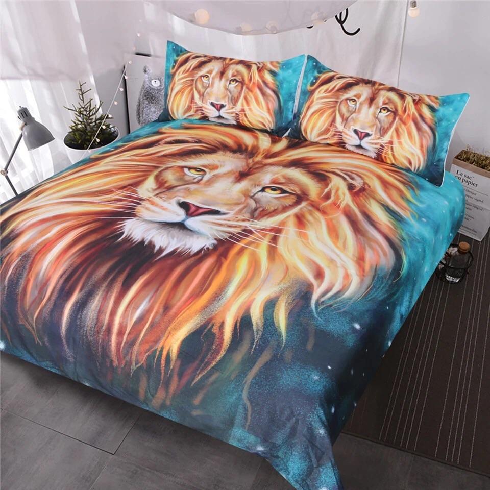 Lion Oil Painting 3D Customized Duvet Cover Bedding Sets