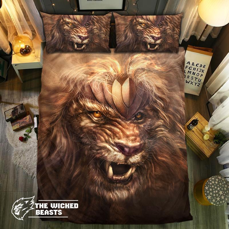 Lion Warrior Face3D Customized Duvet Cover Bedding Sets