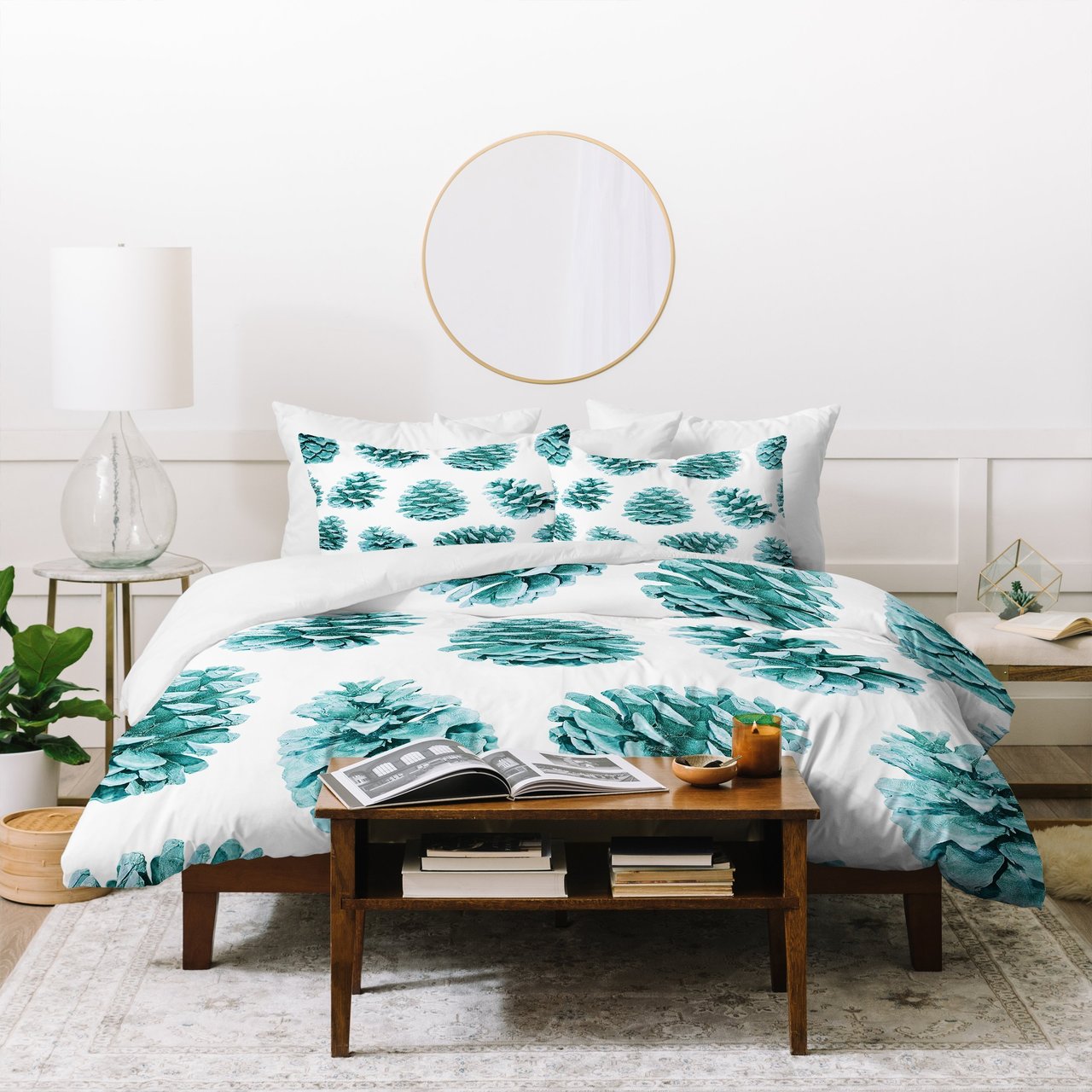 Lisa Argyropoulos Aqua Teal Pine Cones Duvet Cover Bedding Sets